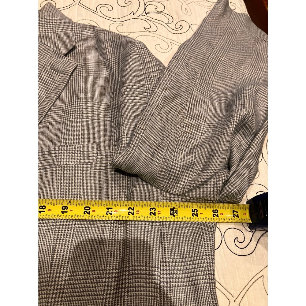 Biltmore Mens 50R Grey Glen‎ Plaid 100% Linen Unstructured Sport Coat Blazer - Picture 13 of 15